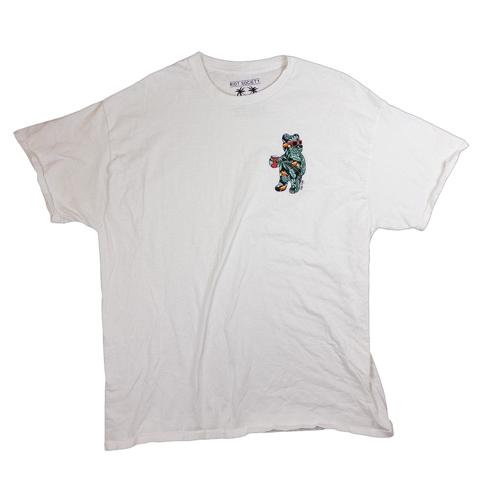 Riot Society Graphic T-Shirt Mens XL White Good Panda Sunglasses Tropical Tee